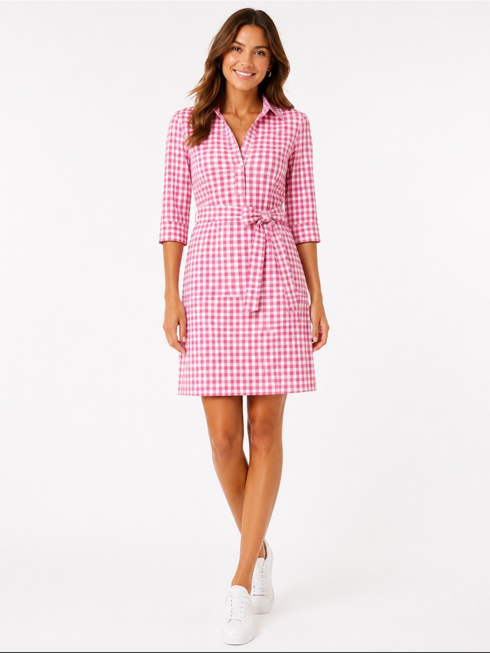 J.Mclaughlin Catalina Cloth Sheath Gingham Pink Dress size Small